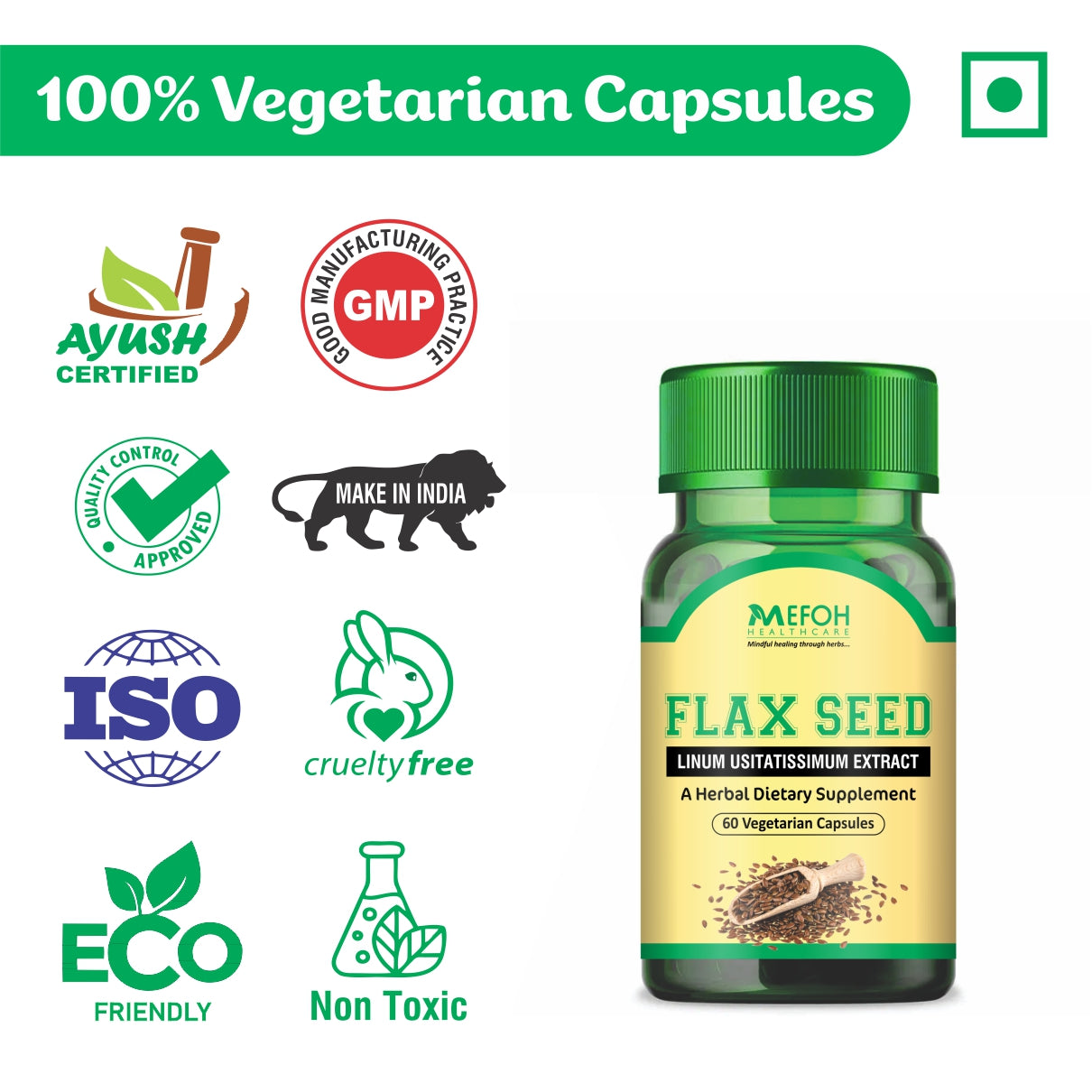 Mefoh Flax Seed Capsules – Essential Omega-3 & Fiber for Heart and Digestive Health