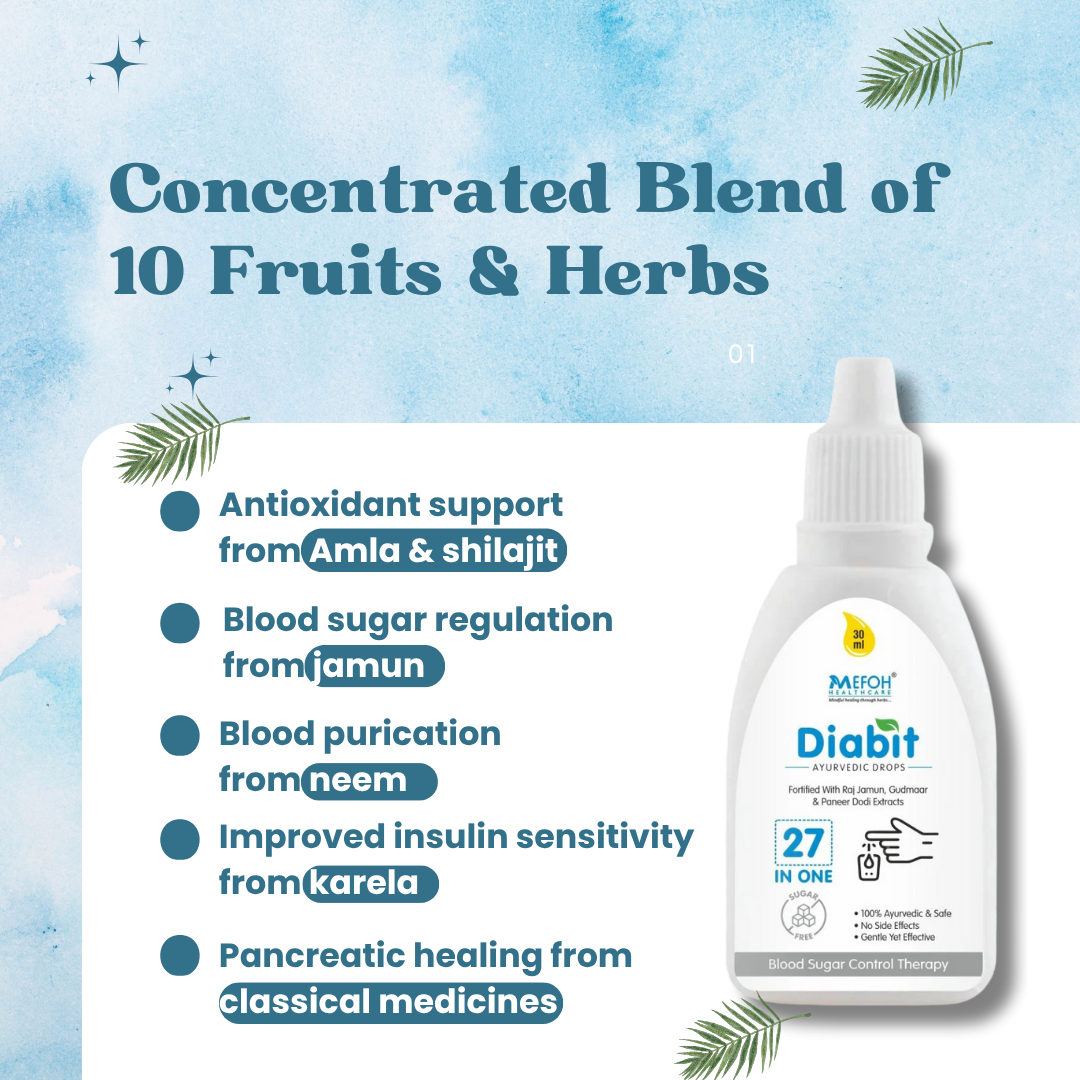 MEFOH DIABIT Drops - Ayurvedic Blood Sugar Support | (Pack of 2)