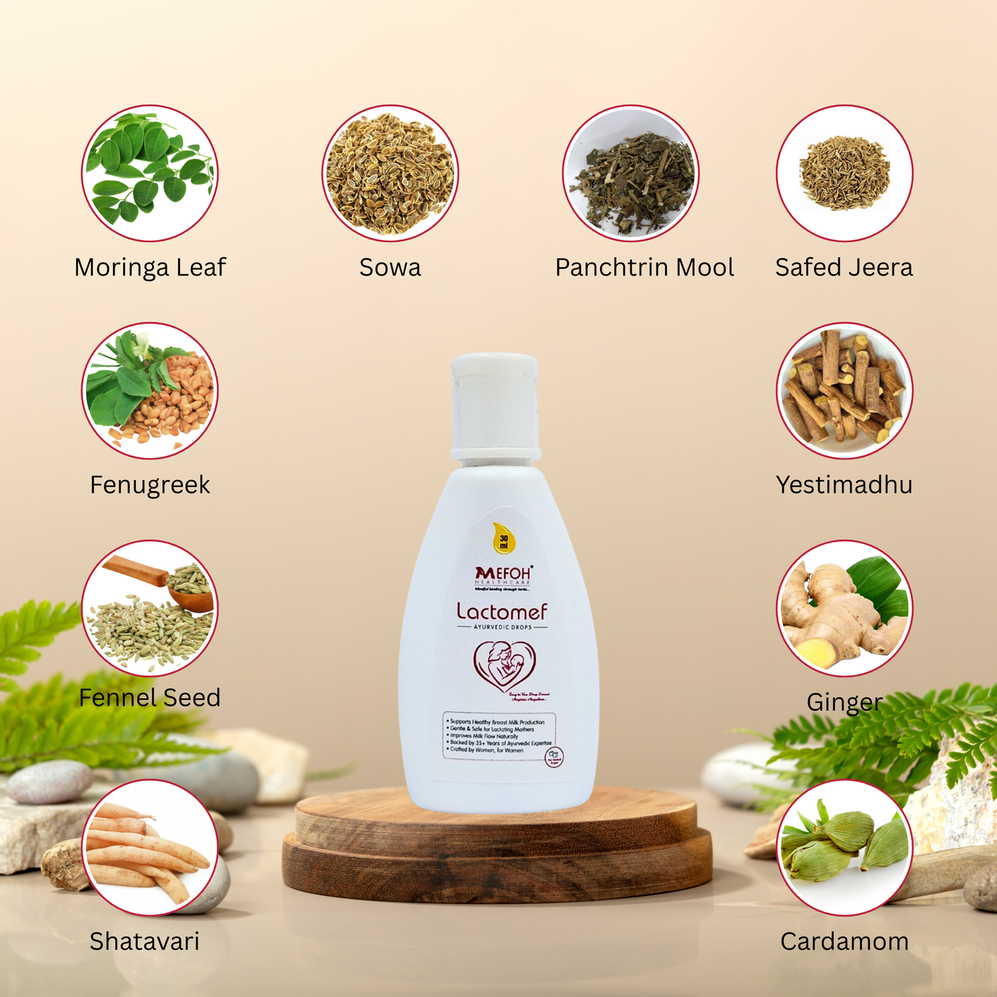 MEFOH Lactomef Lactation Support Combo | Lactomef Drops + Massage Oil | Enhances Milk Flow, Eases Discomfort & Promotes Postnatal Wellness – 30ml + 30ml