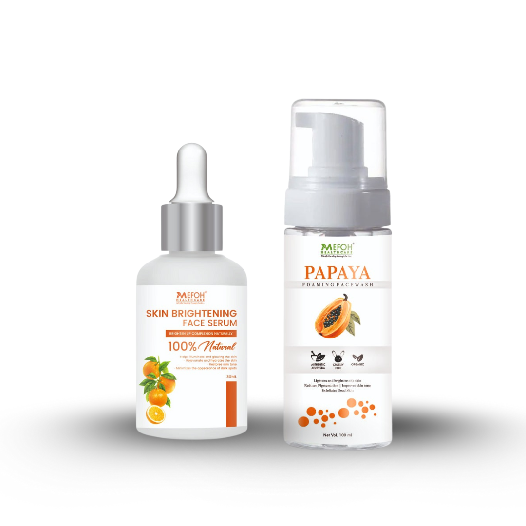MEFOH Papaya Foaming Face Wash & Skin Brightening Serum | Deep Cleanse, Fade Dark Spots & Enhance Glow – Ayurvedic Glow Booster Combo