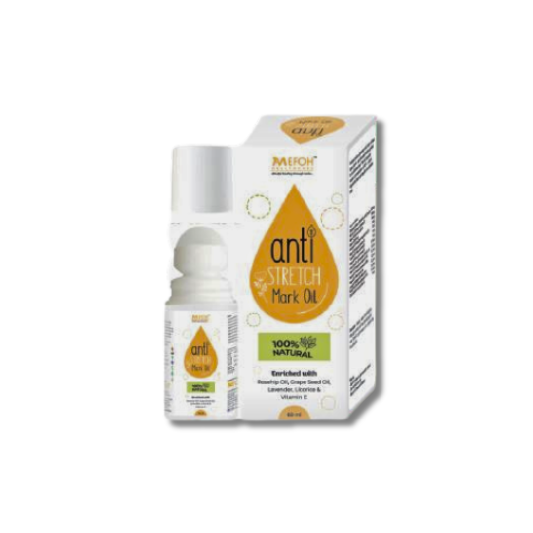 MEFOH Anti-Stretch Mark Oil | Ayurvedic Blend with Natural Oils | Reduces Stretch Marks & Improves Skin Elasticity – 100ml