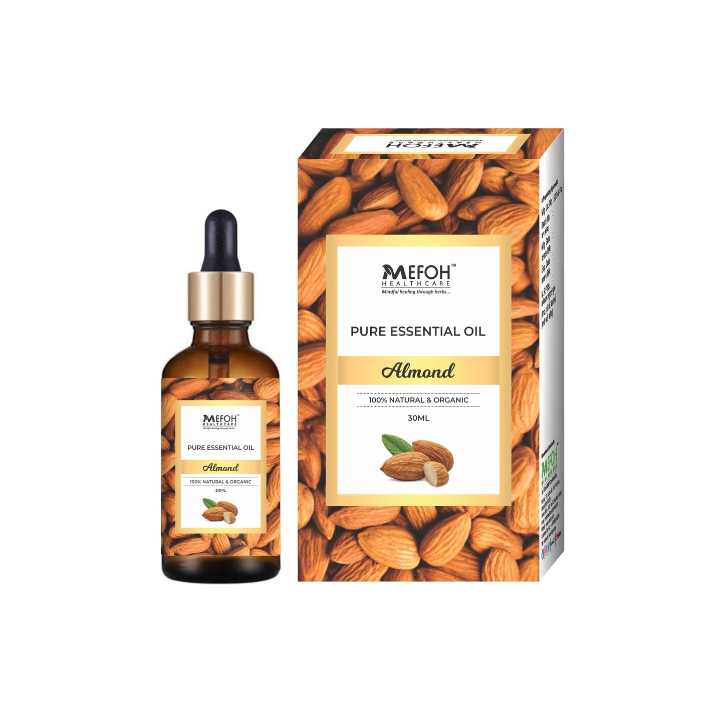 Mefoh Pure Almond Essential Oil – Natural, Cold-Pressed Aromatherapy Oil for Skin & Hair