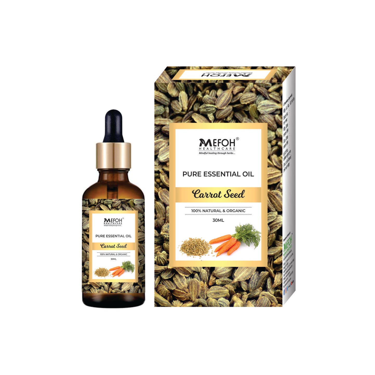 Mefoh Carrot Seed Essential Oil – Pure & Natural, Cold-Pressed for Glowing Skin & Anti-Aging Care