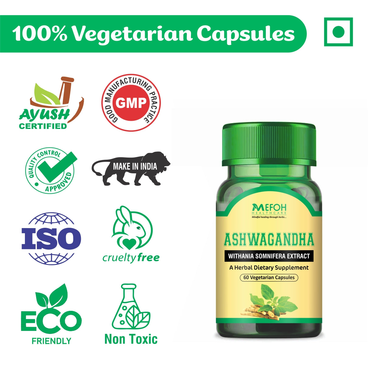 Mefoh Ashwagandha Capsules – Natural Stress Relief & Energy Booster