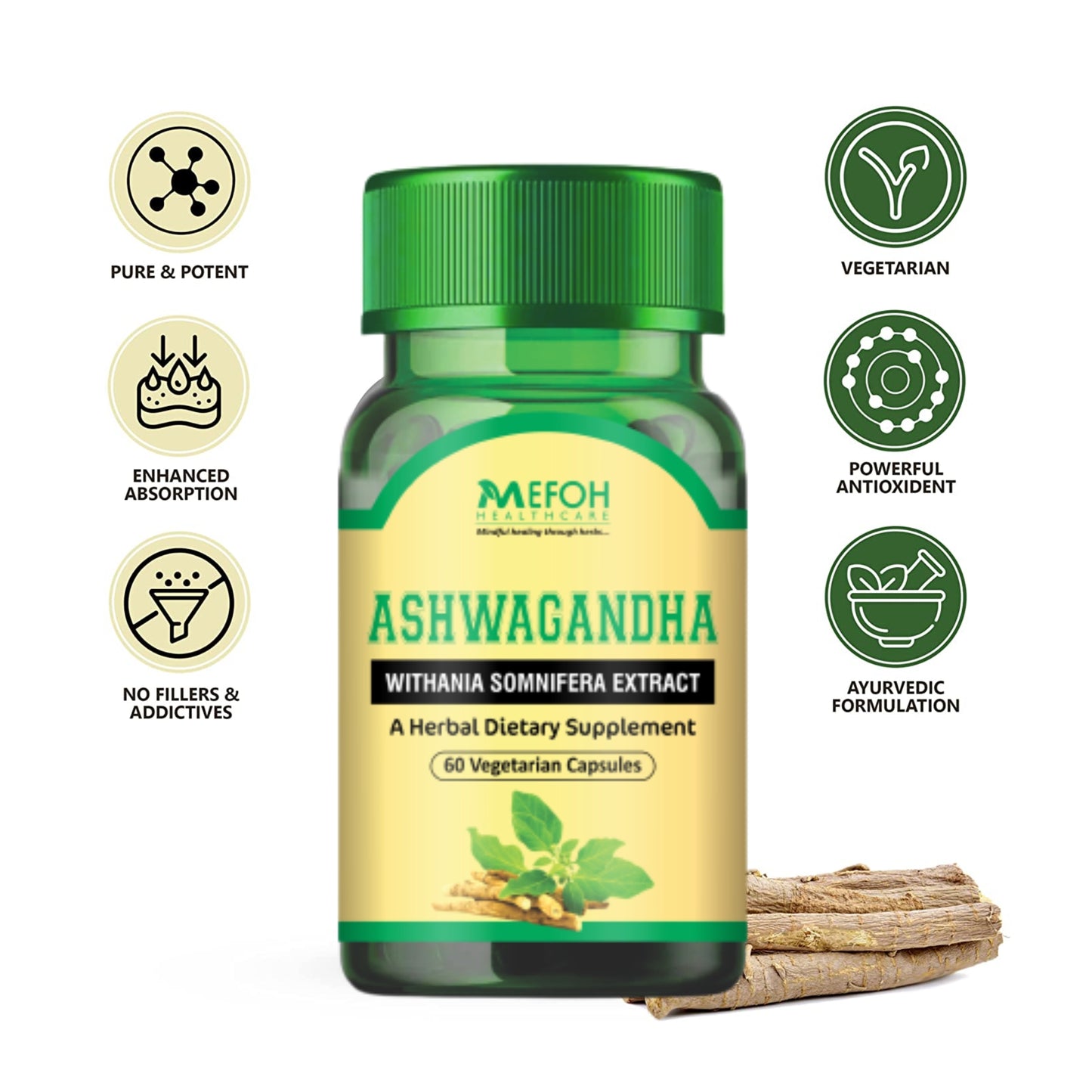 Mefoh Ashwagandha Capsules – Natural Stress Relief & Energy Booster