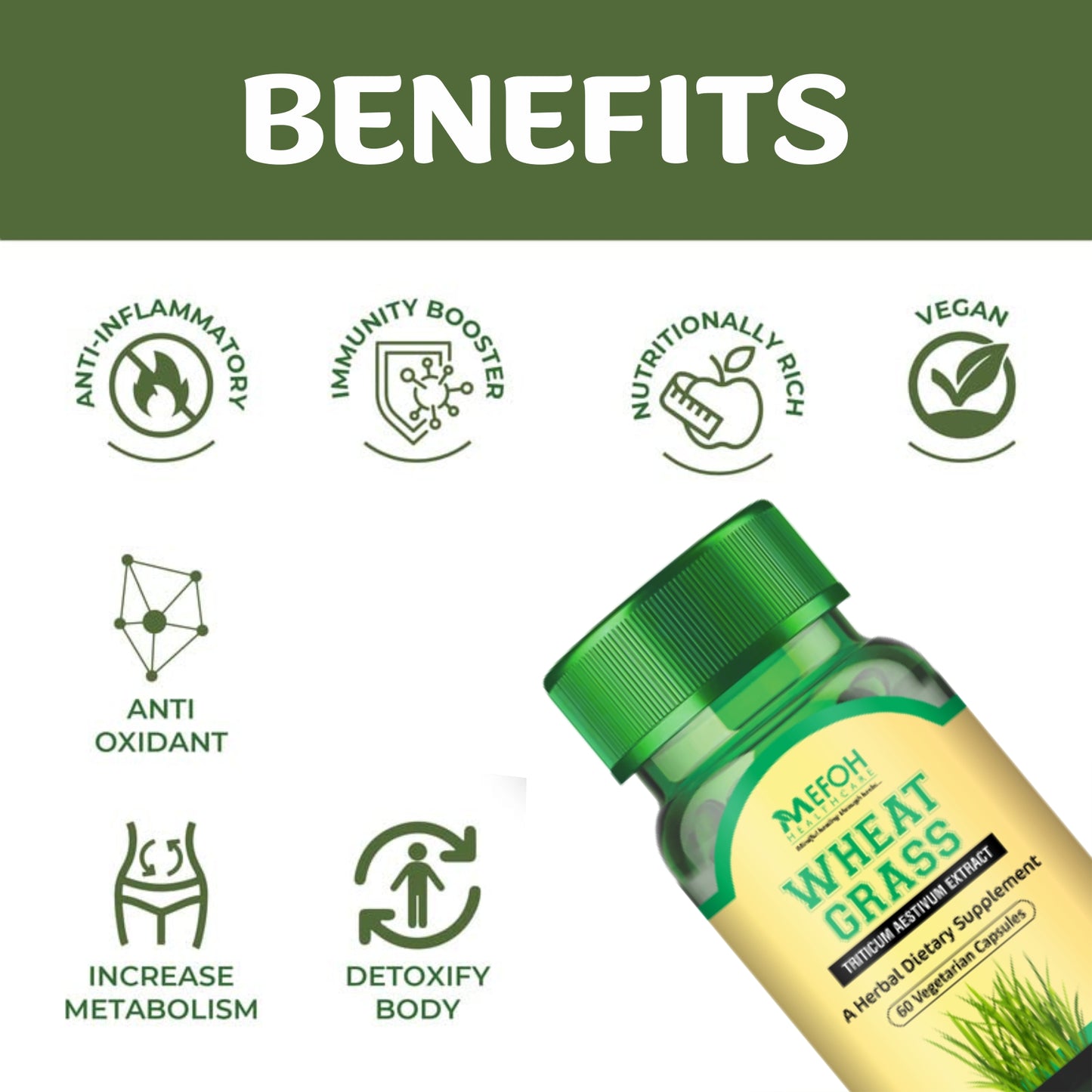Mefoh Wheat Grass Capsules – Daily Detox, Energy Boost & Nutrient Powerhouse