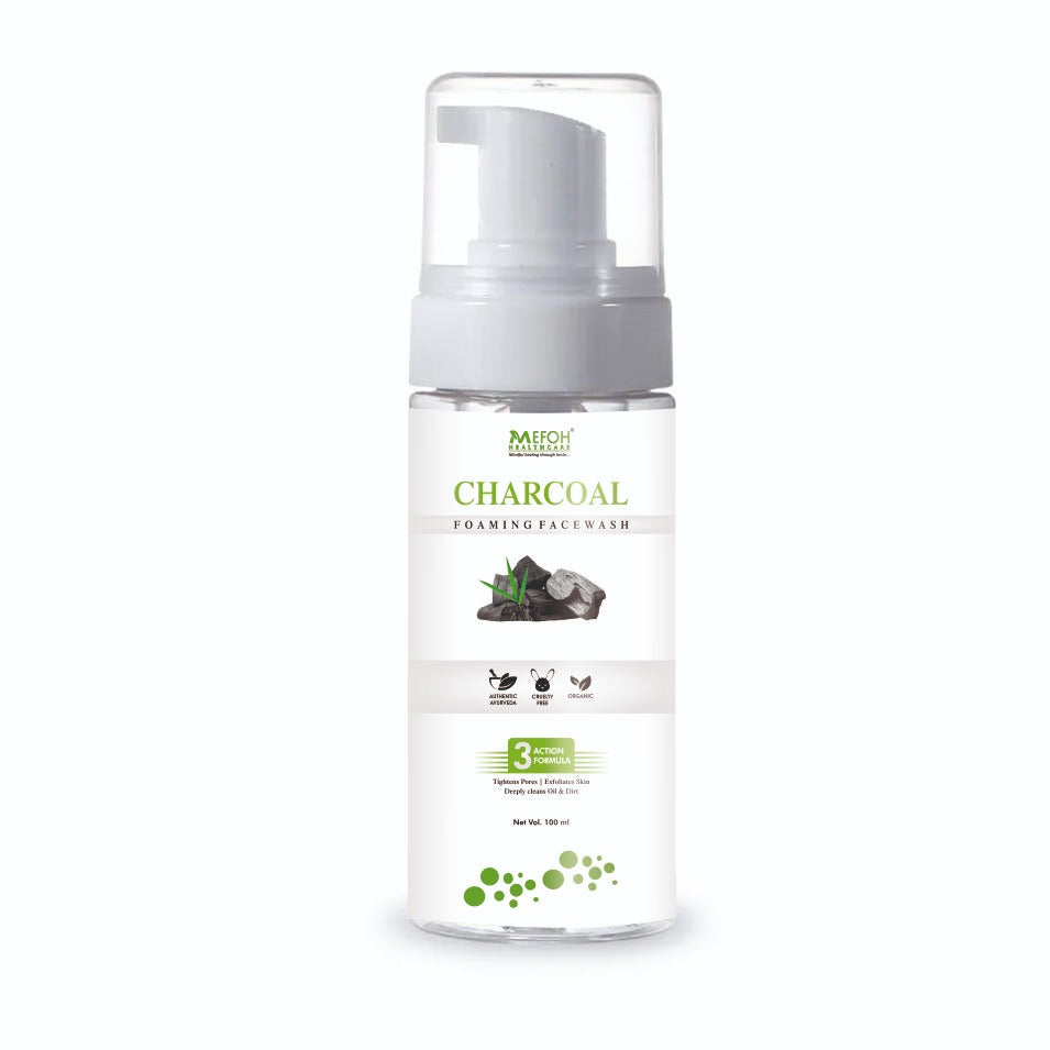 Mefoh Charcoal Foaming Face Wash – Deep Cleansing & Detoxifying Face Wash for Clear, Fresh Skin