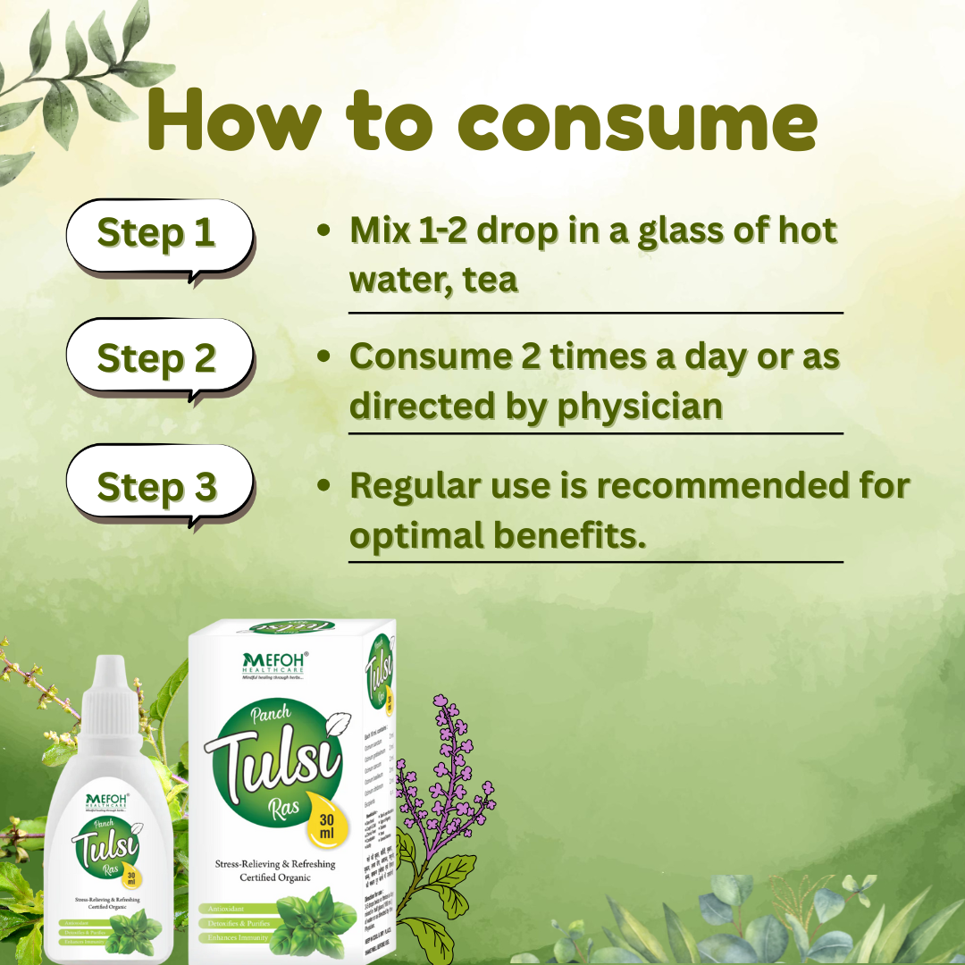 MEFOH Tulsi Ras – Ayurvedic Stress Relief & Refreshing Herbal Extract (30ml)