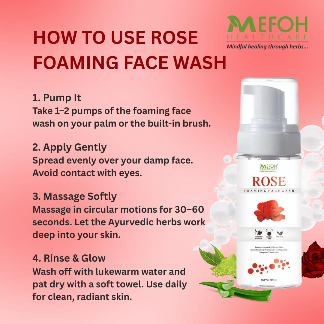 Mefoh Rose Foaming Face Wash – Refreshing & Hydrating Face Wash for Soft, Glowing Skin