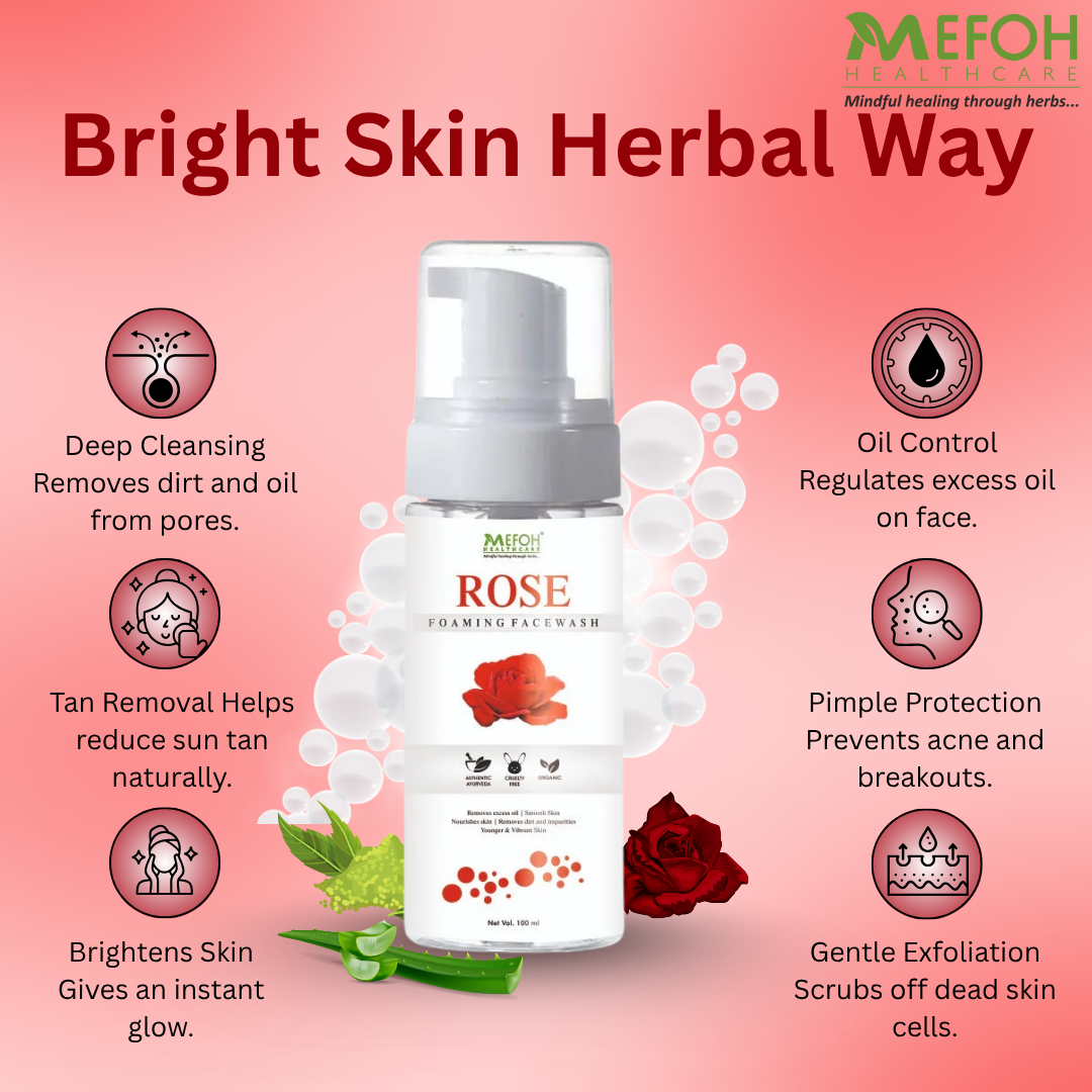 Mefoh Rose Foaming Face Wash – Refreshing & Hydrating Face Wash for Soft, Glowing Skin