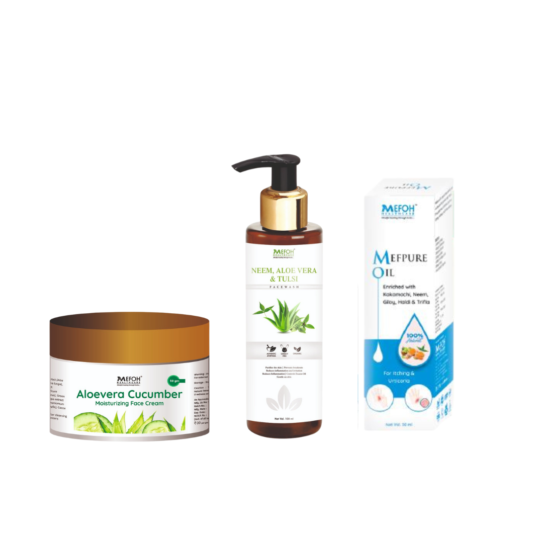 MEFOH Acne Control Combo – Herbal Face Wash, Mefpure Oil & Cucumber Face Cream