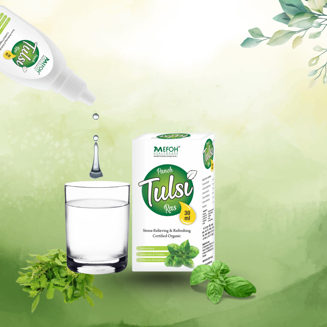 MEFOH Tulsi Ras – Ayurvedic Stress Relief & Refreshing Herbal Extract (30ml)