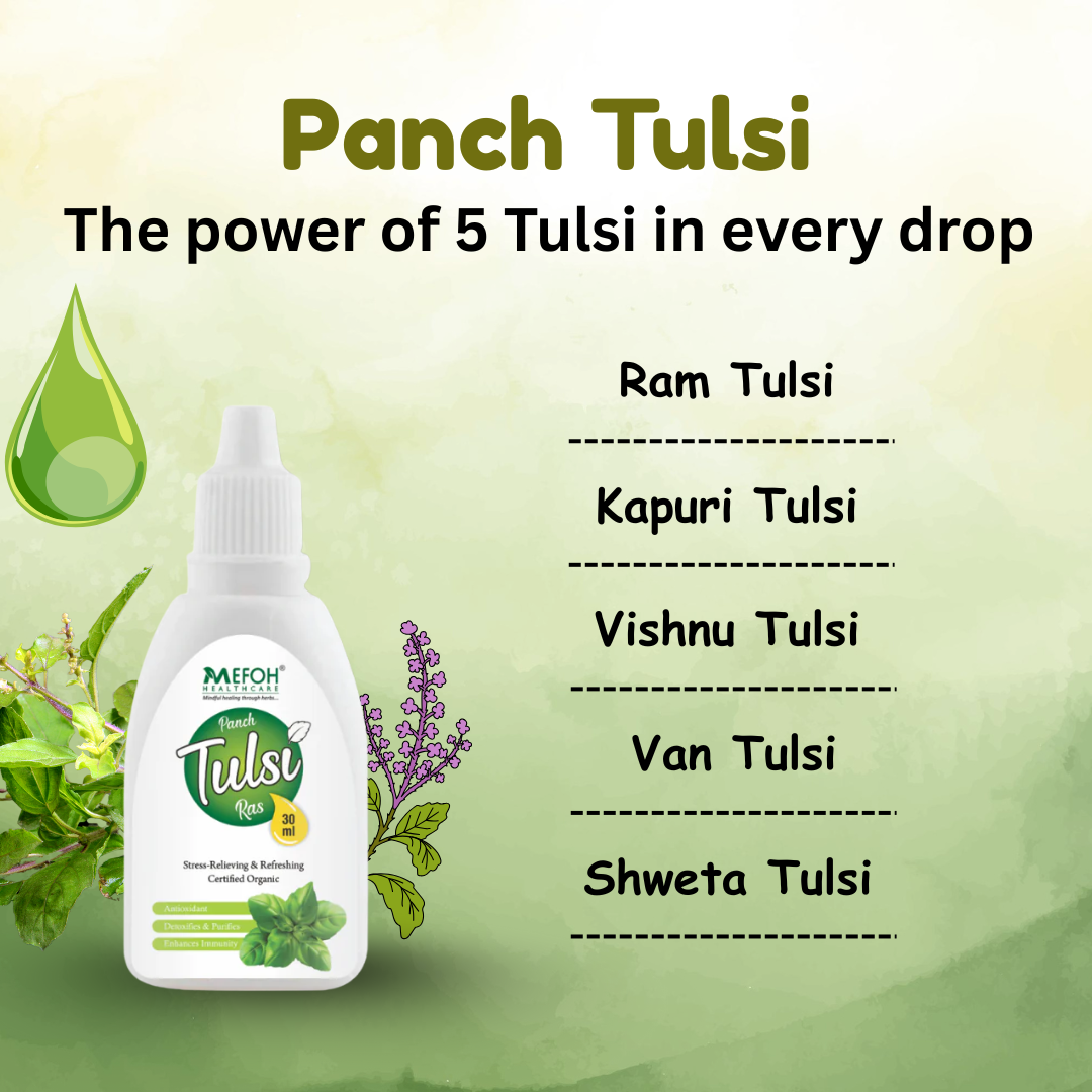 MEFOH Tulsi Ras – Ayurvedic Stress Relief & Refreshing Herbal Extract (30ml)
