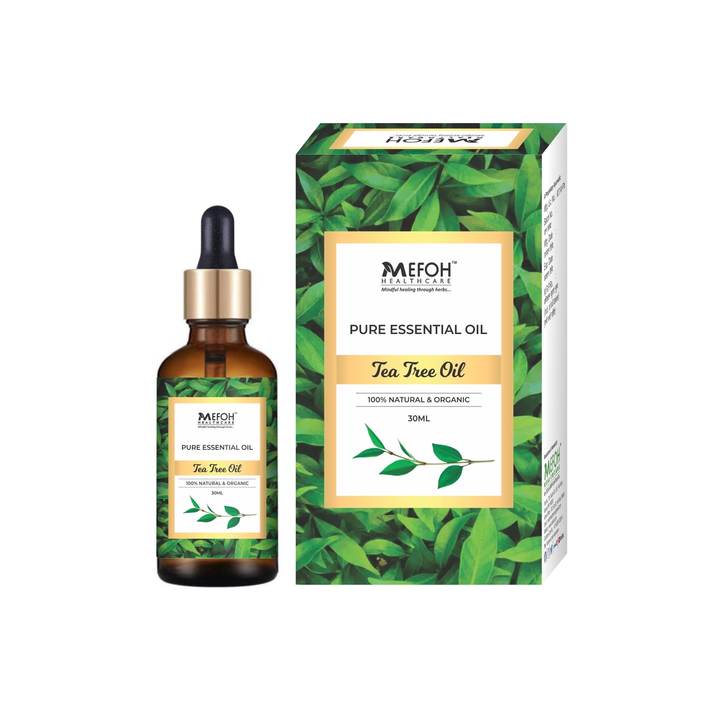 Mefoh Tea Tree Essential Oil – Pure & Natural, Antibacterial & Antifungal Oil for Skin, Hair & Wellness