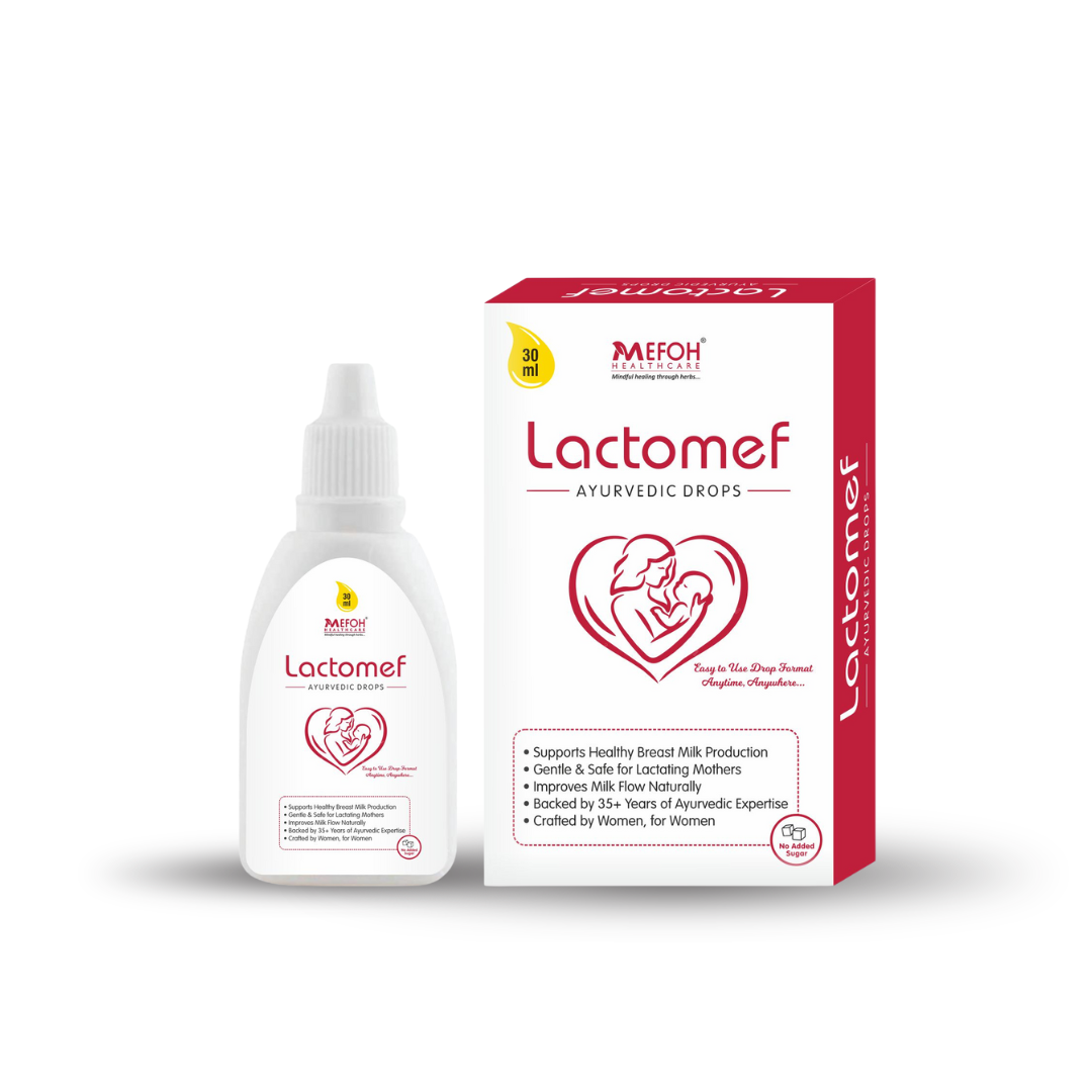 MEFOH Lactomef Drops | Ayurvedic Postnatal Lactation Support | Enhances Milk Flow, Relieves Discomfort & Promotes Breastfeeding – 30ml