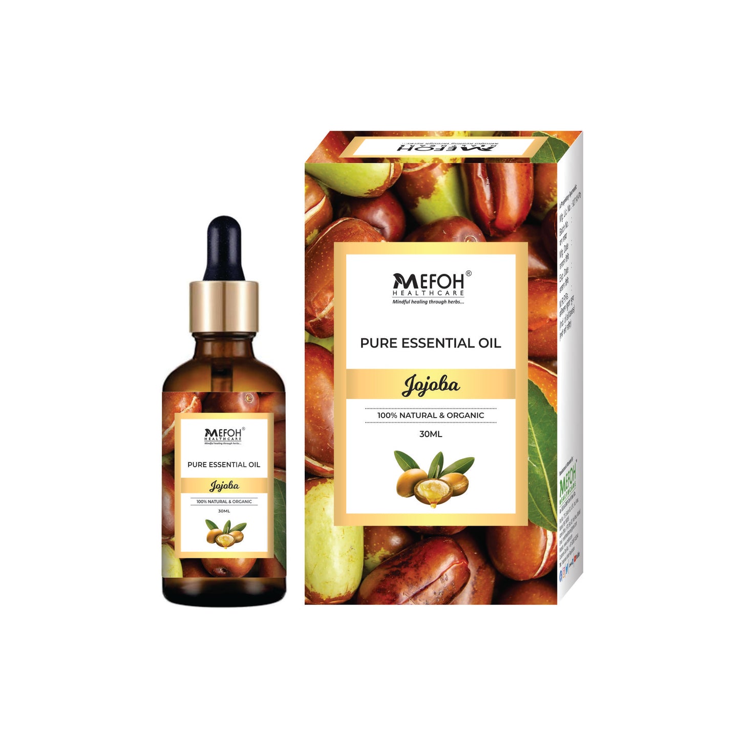 Mefoh Jojoba Oil – Pure & Natural, Cold-Pressed for Skin, Hair & Massage Therapy
